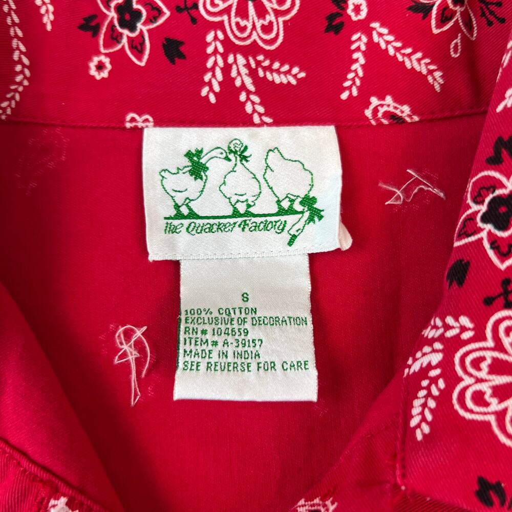 The Quacker Factory Paisley Western Jacket Red Beaded Bedazzled Bandana (Sz S) - Picture 5 of 16